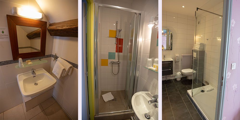 Les salles de bains des chambres de l'hôtel République de Dijon